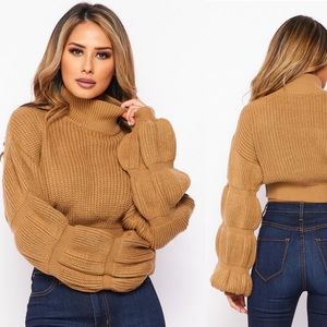 Mocha Crop Turtleneck Sweater from Hera Collection